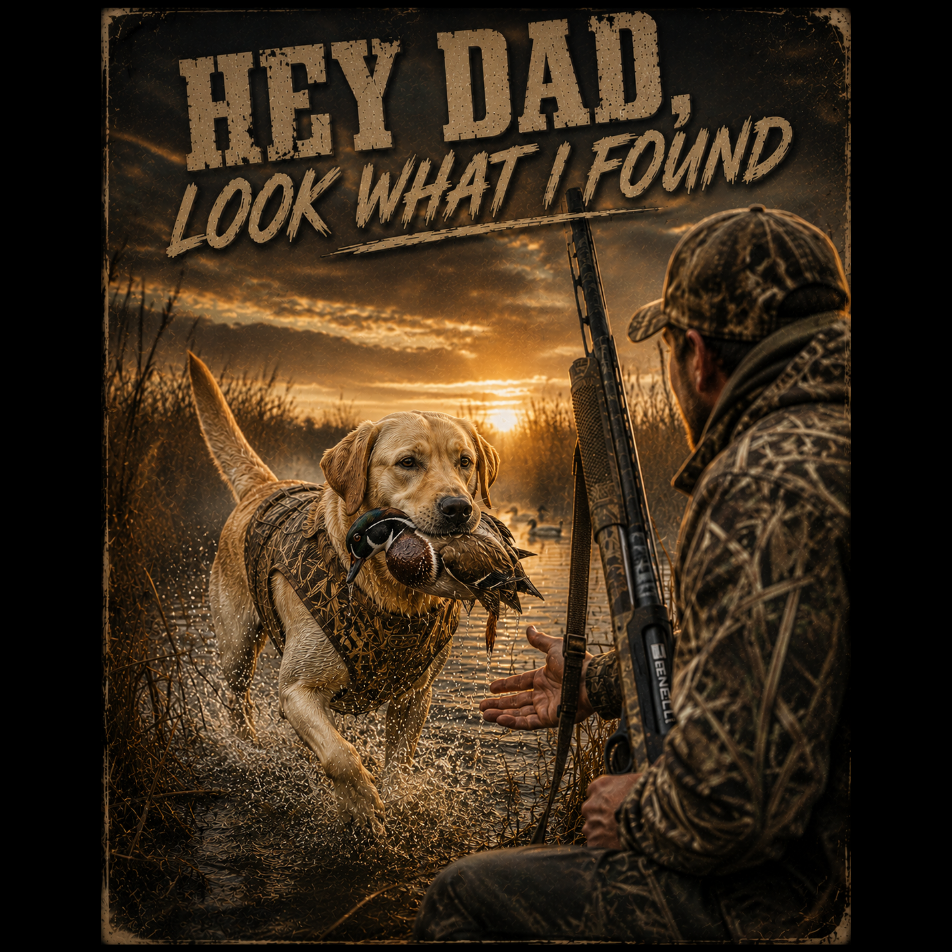 Hey Dad, Look What I found (Yellow Lab) - SSCS Heritage T-Shirt - Printed In The U.S.A.