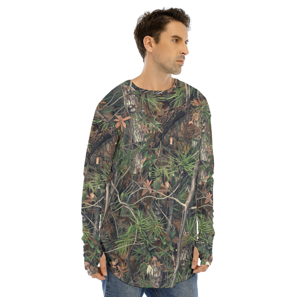 SSCS Pinewood long-sleeve stretch camo hunting shirt with thumbhole cuffs - view 3