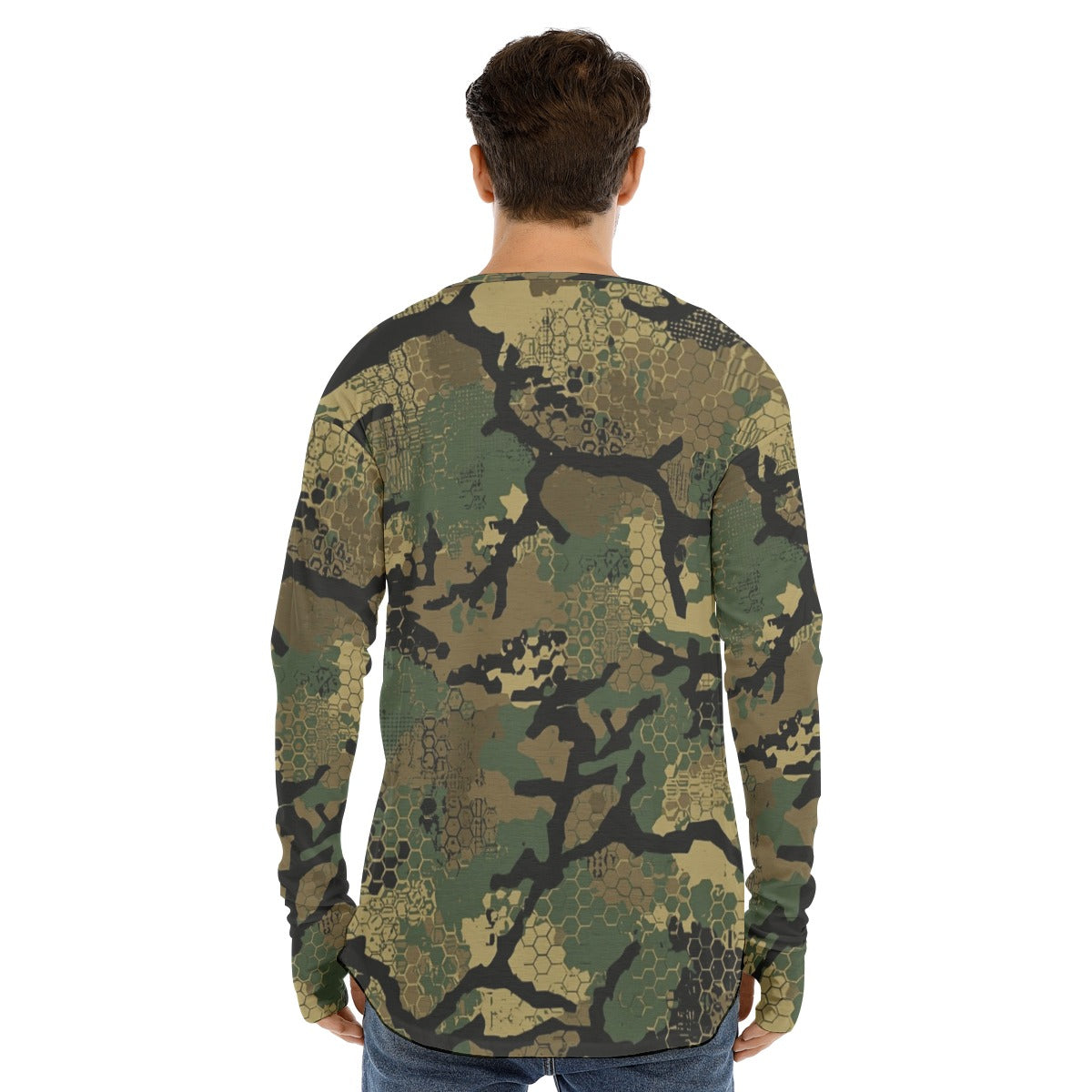 SSCS Black Briar long-sleeve stretch camo hunting shirt with thumbhole cuffs - view 1
