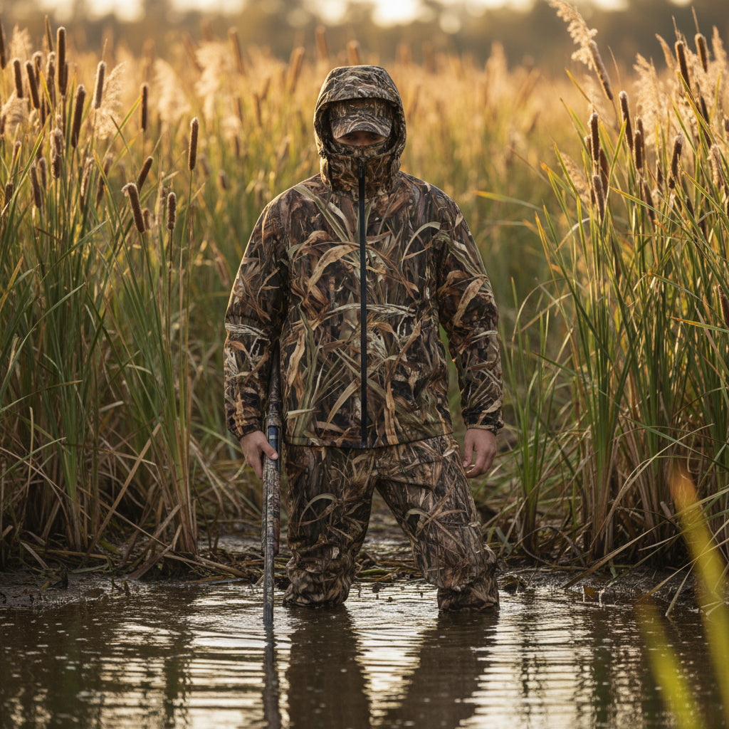 Mallard Grass - Hooded Insulated Puffer Jacket – Cold Weather Hunting Camouflage