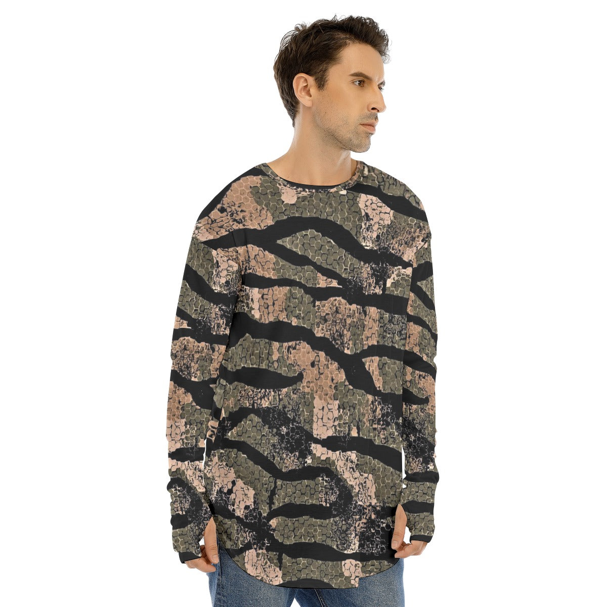 SSCS Mountain Lion long-sleeve stretch camo hunting shirt with thumbhole cuffs - view 4