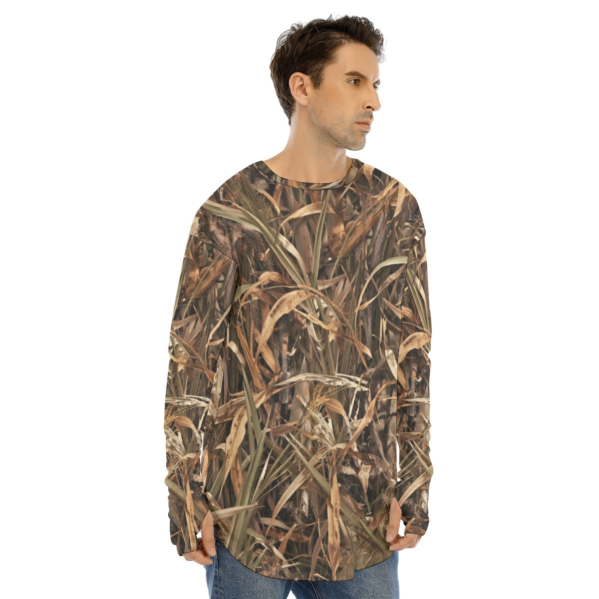 SSCS Mallard Grass long-sleeve stretch camo hunting shirt with thumbhole cuffs - view 3