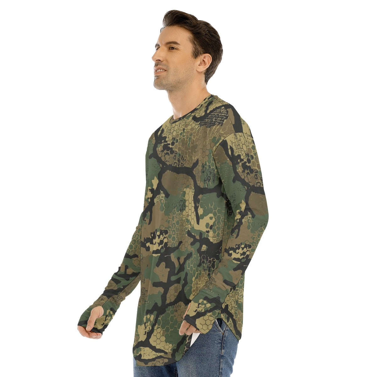 SSCS Black Briar long-sleeve stretch camo hunting shirt with thumbhole cuffs - view 2
