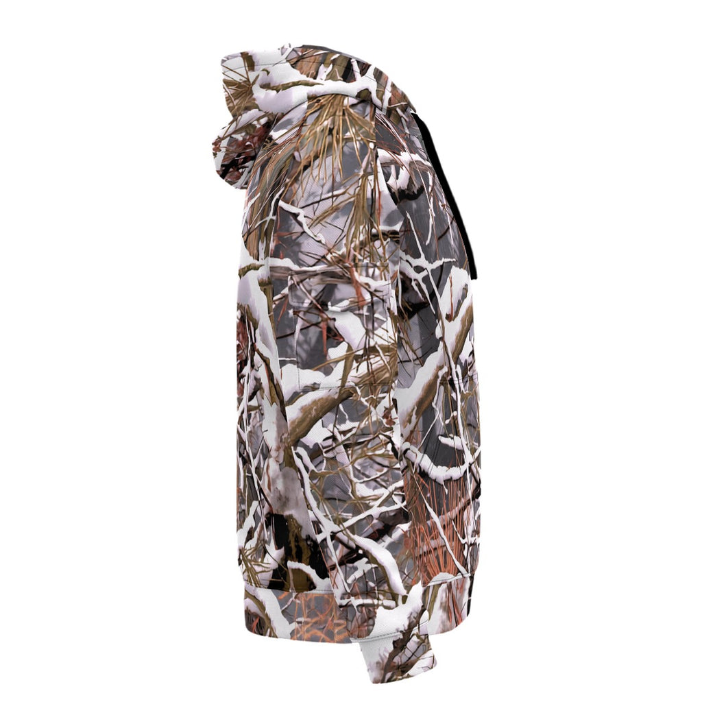 White Wolf™ - Snow Camo Fleece Half-Zip Hoodie -  Featuring Arm Pockets