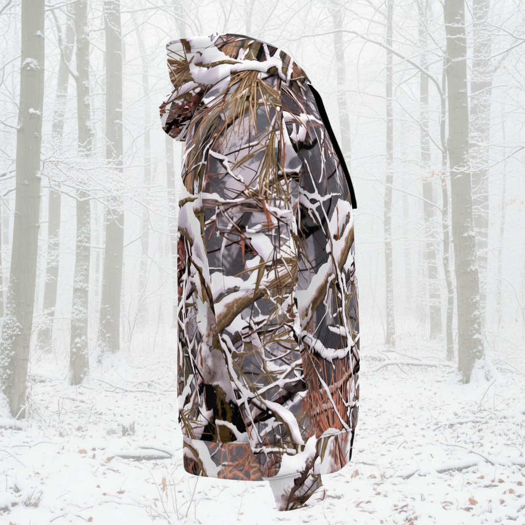 White Wolf™ - Snow Camo Fleece Half-Zip Hoodie -  Featuring Arm Pockets