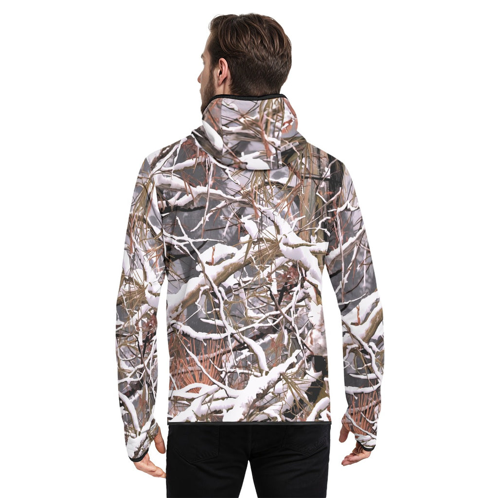 White Wolf™ - Snow Camo Zip up Hunting Field Hoodie with Thumb Hole Sleeves & Zipper Chest pocket