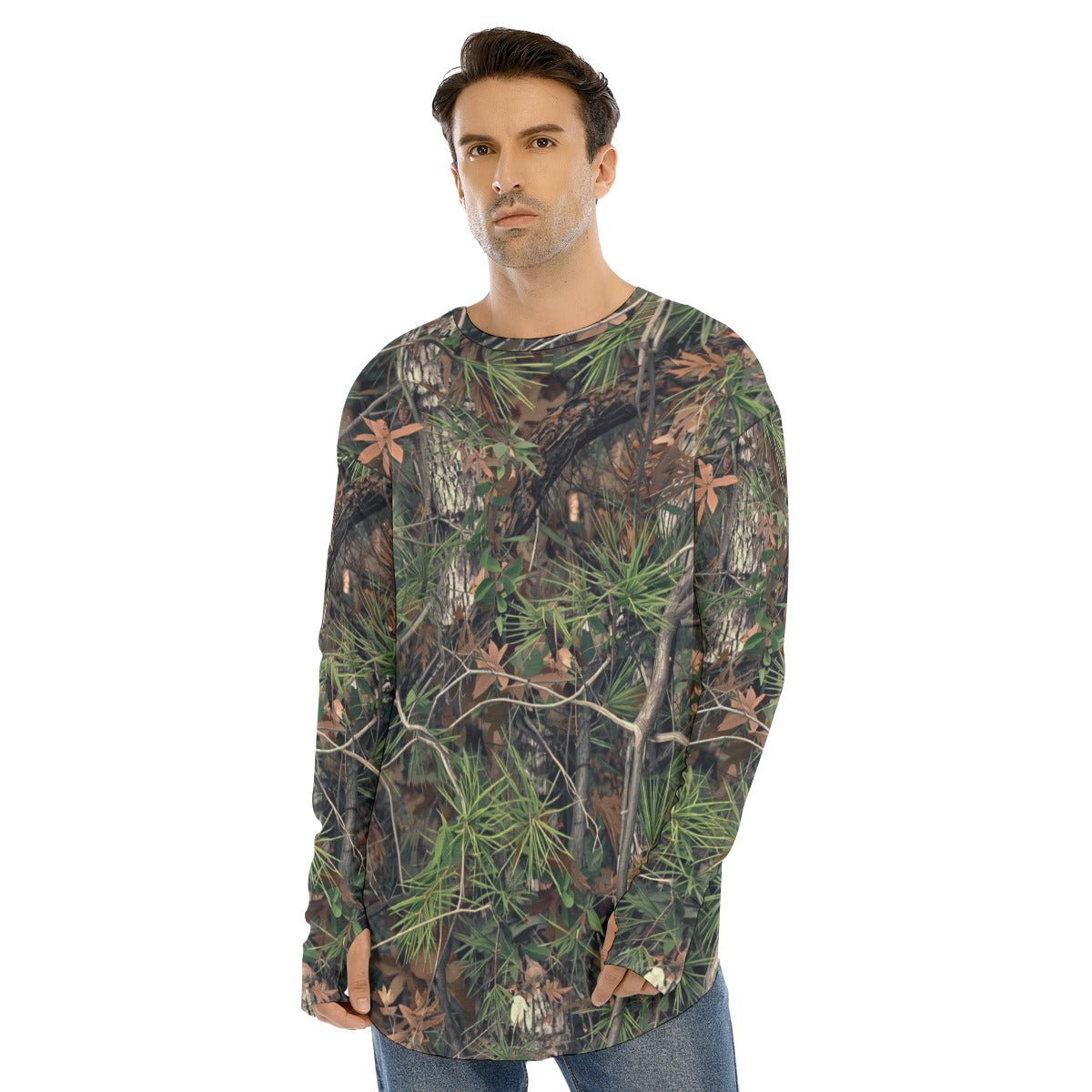 SSCS Pinewood long-sleeve stretch camo hunting shirt with thumbhole cuffs - view 4