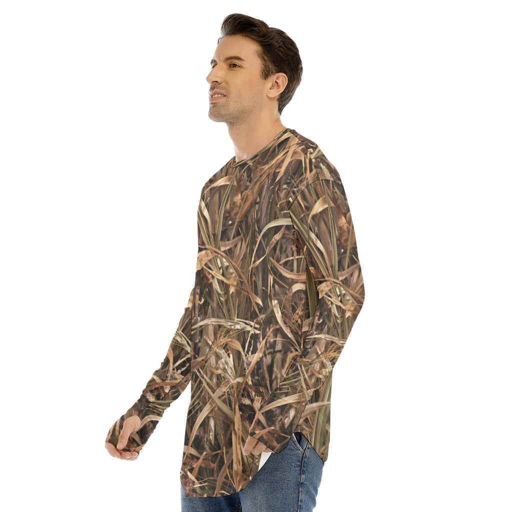SSCS Mallard Grass long-sleeve stretch camo hunting shirt with thumbhole cuffs - view 2