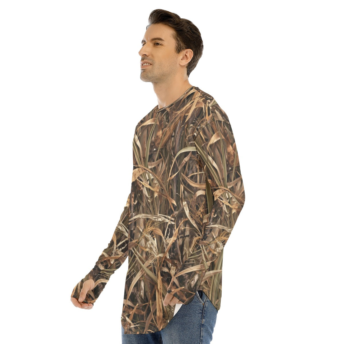 SSCS Mallard Grass long-sleeve stretch camo hunting shirt with thumbhole cuffs - view 2