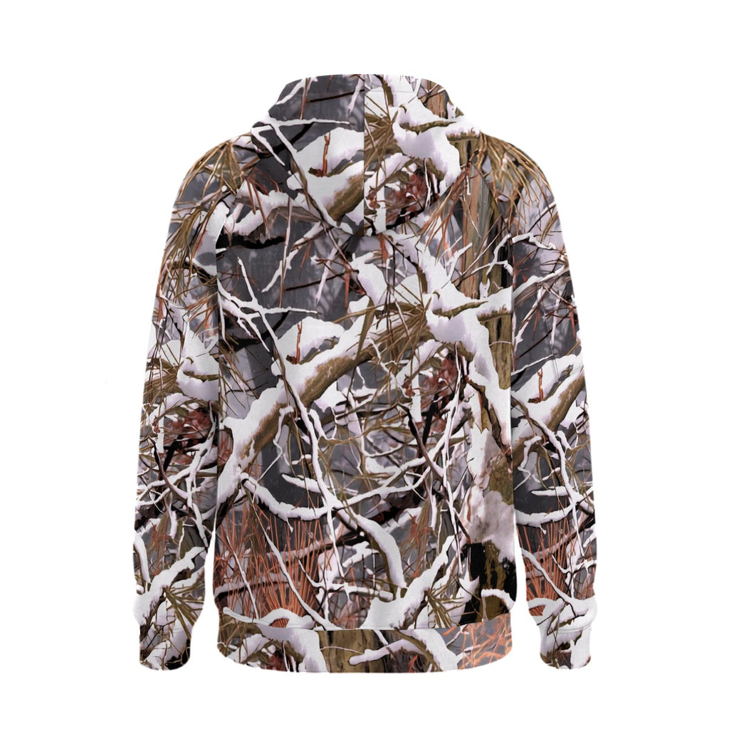 White Wolf™ - Snow Camo Fleece Half-Zip Hoodie -  Featuring Arm Pockets