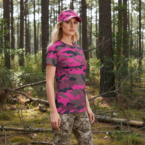 SSCS Lioness - Ladies Safety Pink Hunting Camo - Short Sleeve Cotton Field Shirt