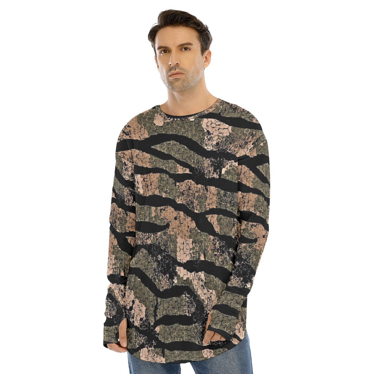 SSCS Mountain Lion long-sleeve stretch camo hunting shirt with thumbhole cuffs - view 1