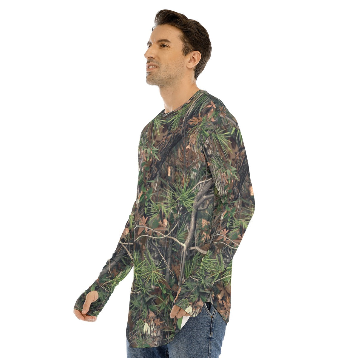 SSCS Pinewood long-sleeve stretch camo hunting shirt with thumbhole cuffs - view 2