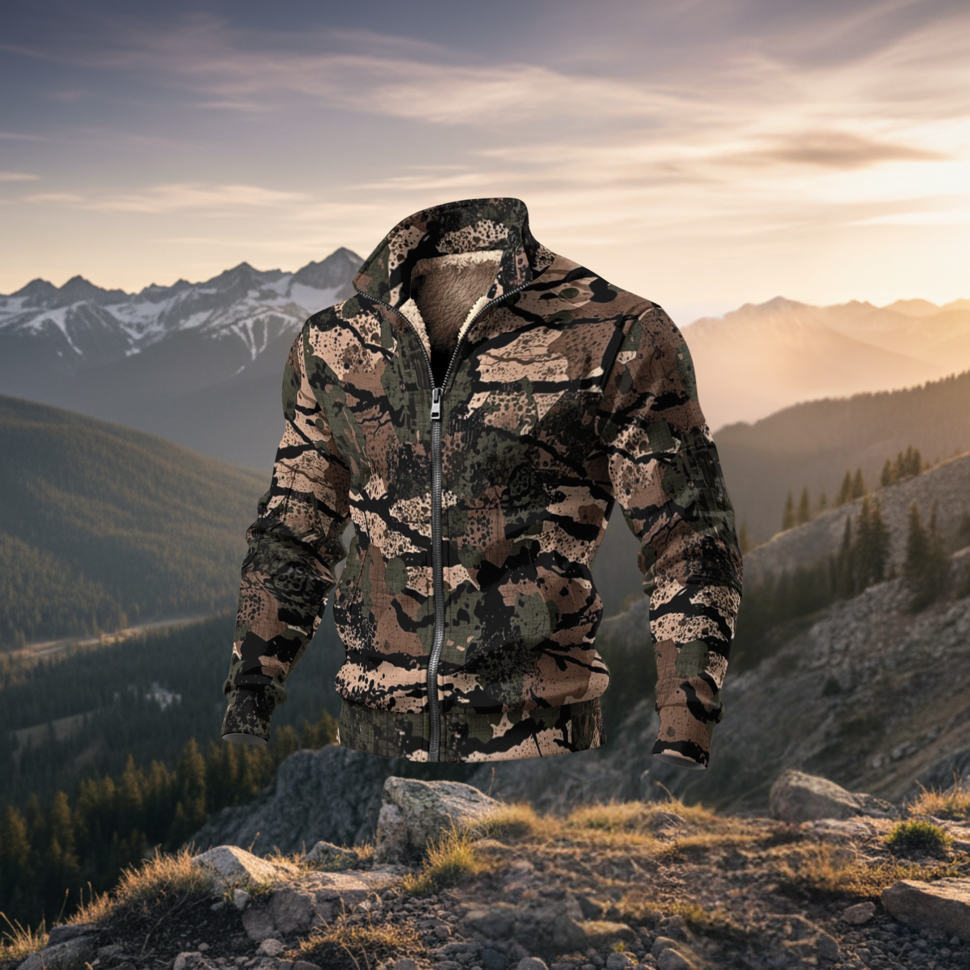 RidgeRock™ Thick Knit Fleece Camo Jacket for Hunting & Hiking