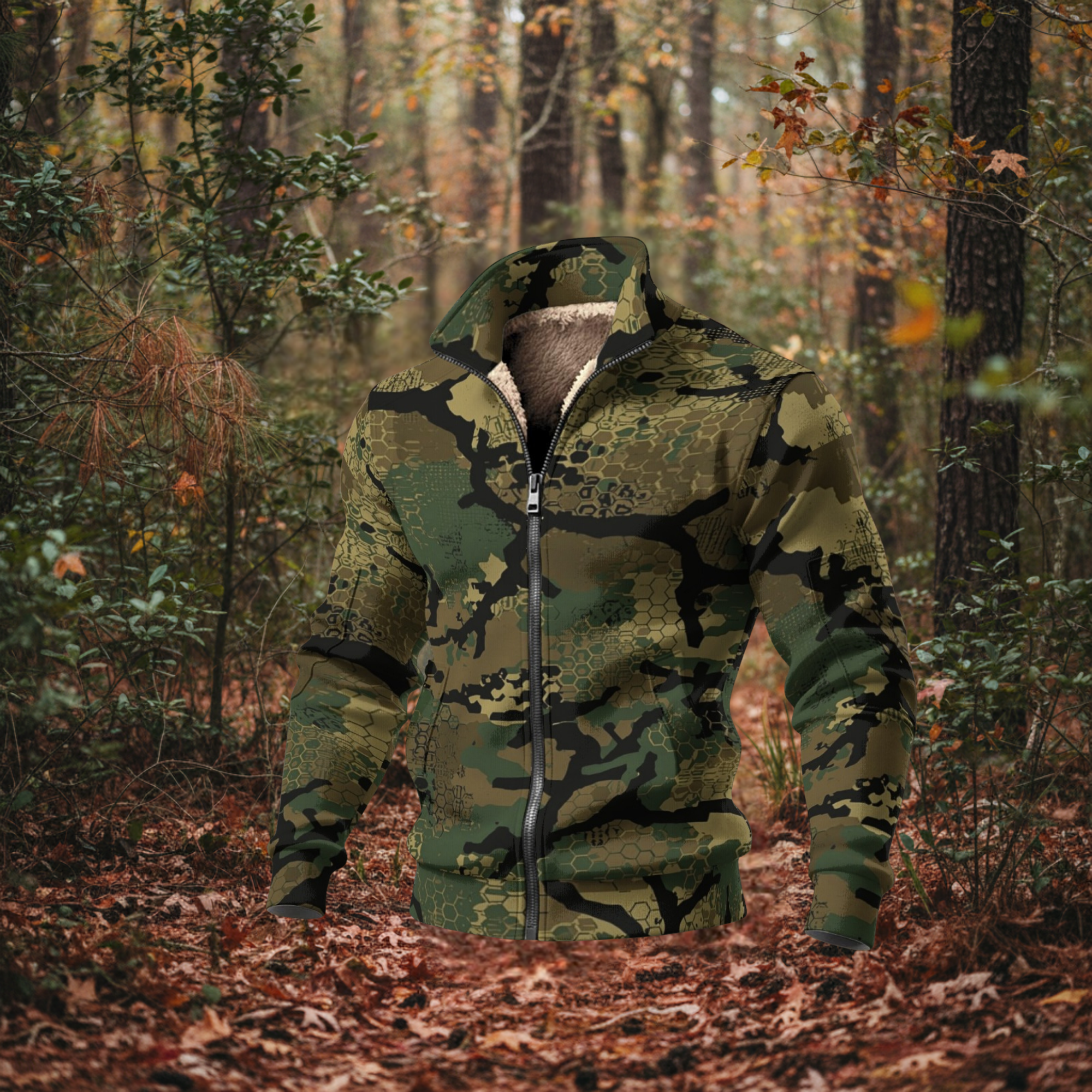 Black Briar™ Thick Knit Fleece Hunting Jacket – Camo Pattern