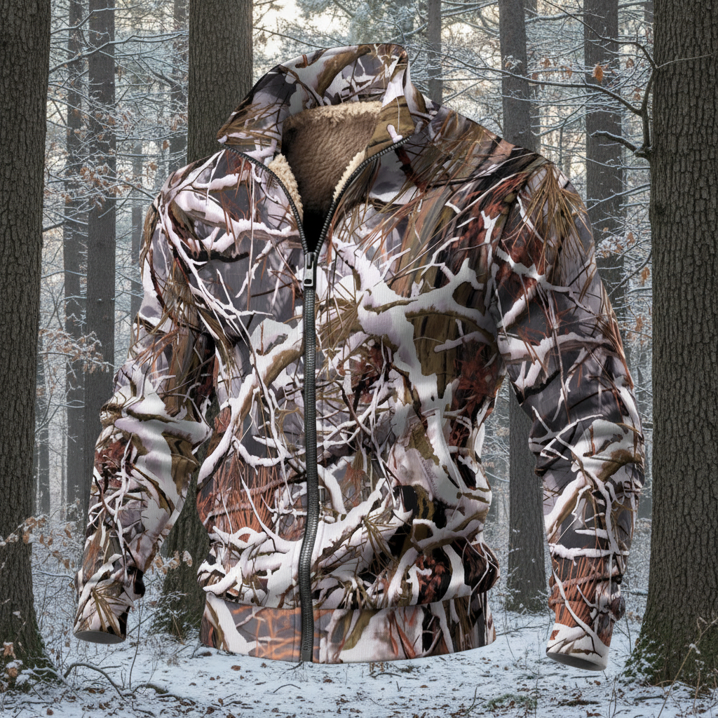 White Wolf™ - Thick Knit Fleece Snow Camo Hunting Jacket