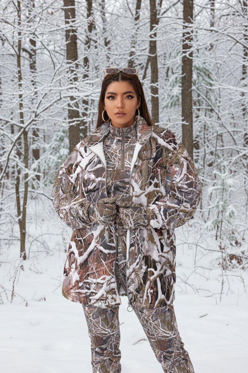 White Wolf™ Snow Camo - Ladies Fleece Hunting Coat